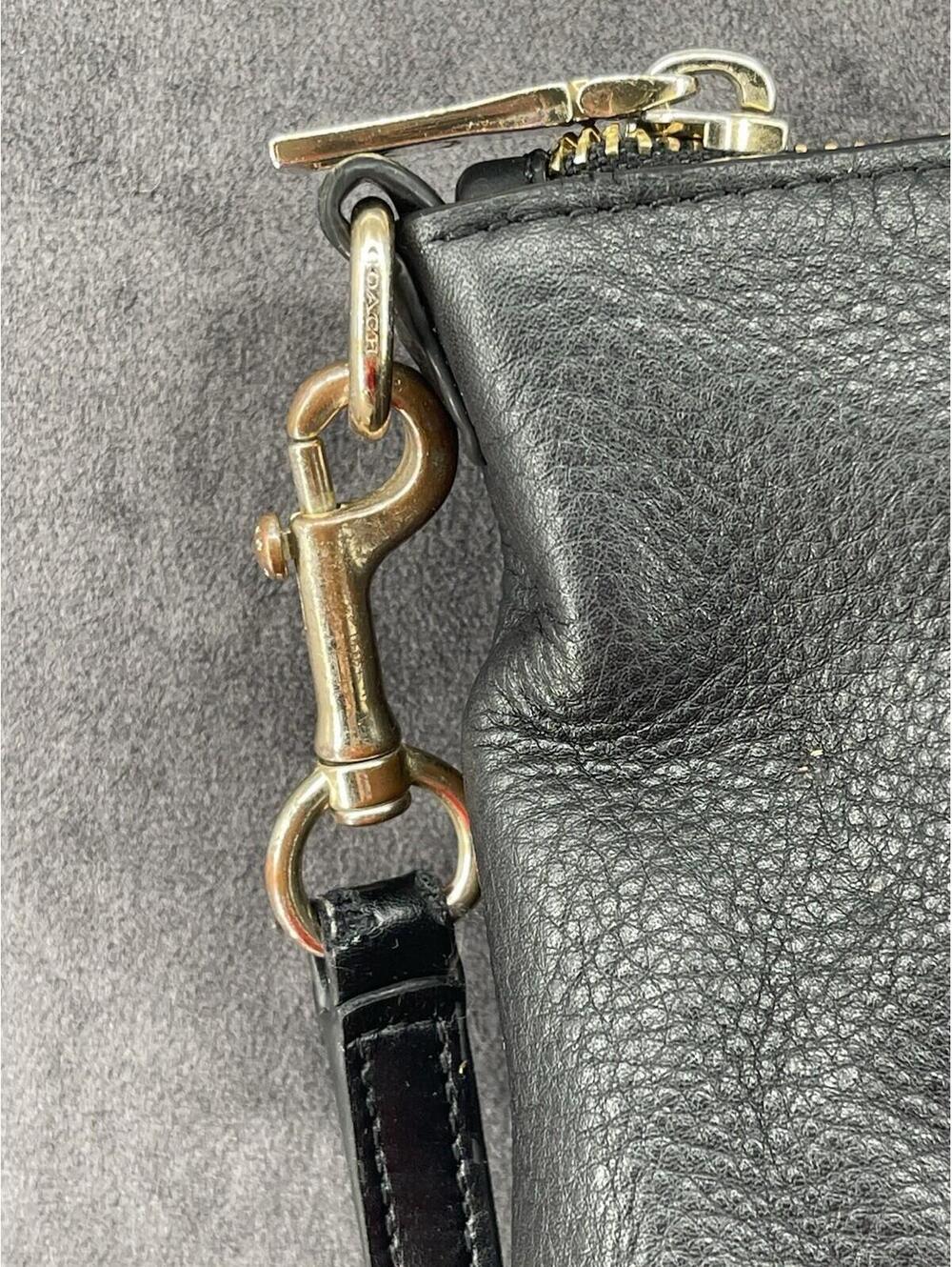 Coach Kelsey Black Pebbled Leather Crossbody Satchel Tote Bag Shoulder Purse - Picture 4 of 13